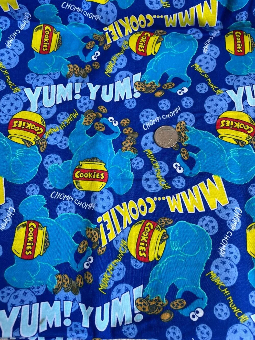 2y  x 44” Vintage Cookie Monsters Retro Print Multicolor Cotton Fabric